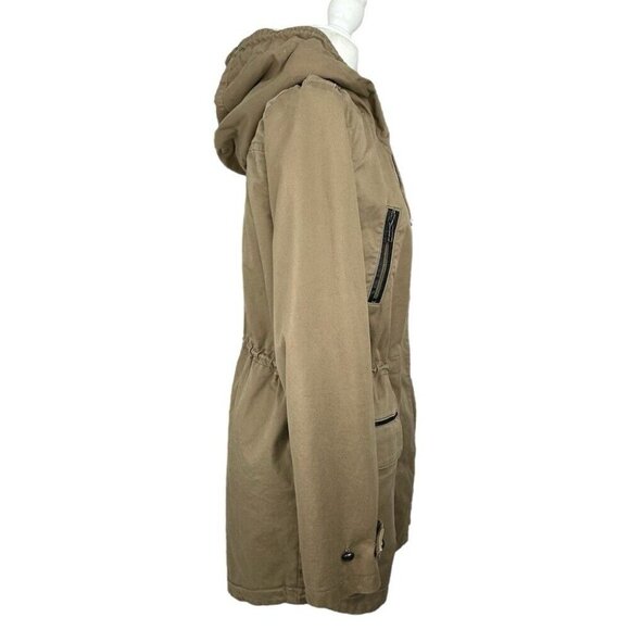 Calvin Klein Women’s Tan Hooded Sherpa Mid-Length Coastal Parka Coat S/C41 - Picture 3 of 16